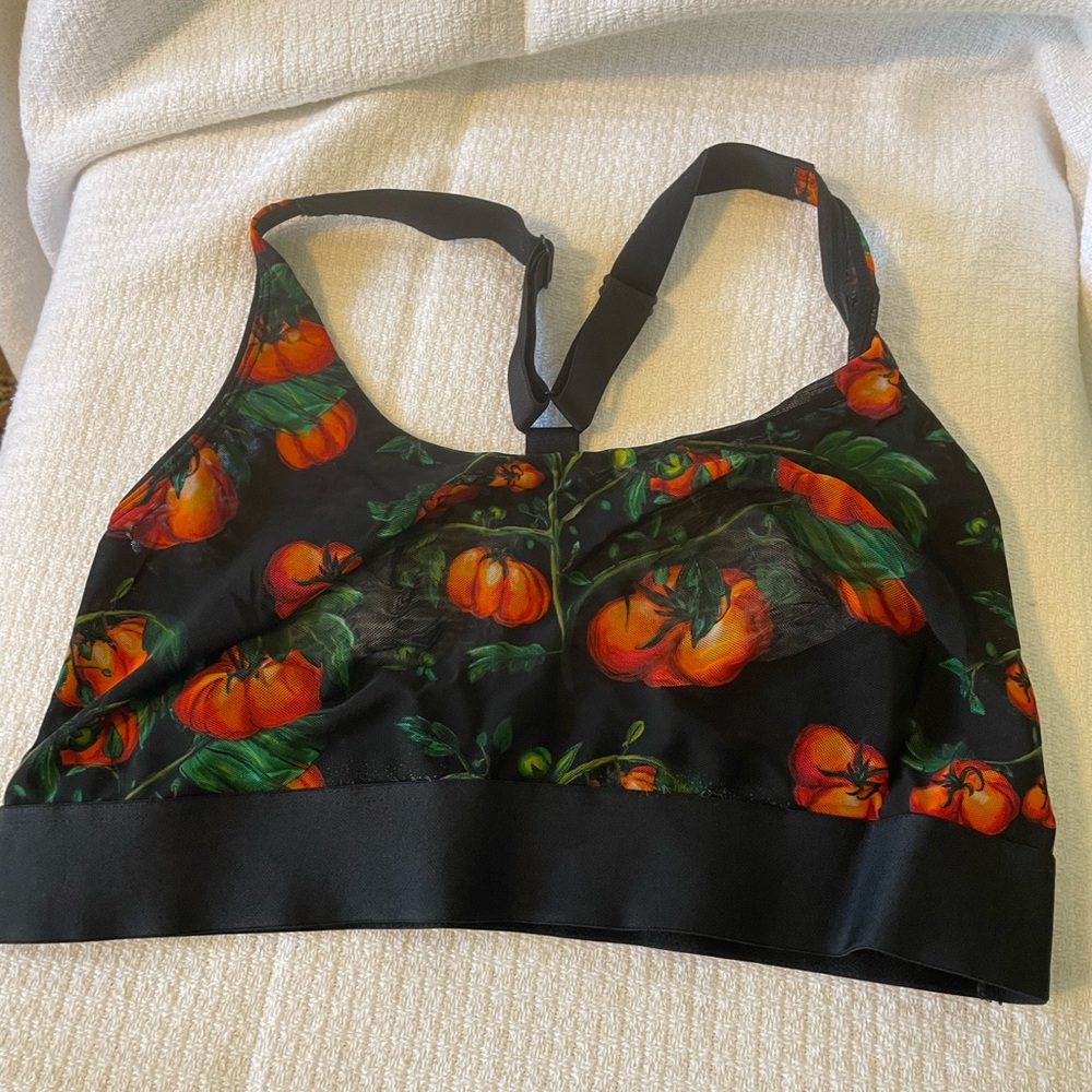 Limited edition tomato print Parade racer back silky mesh bralette